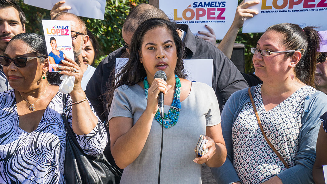 Samelys Lopez announces her campaign for Congress in the Bronx.
