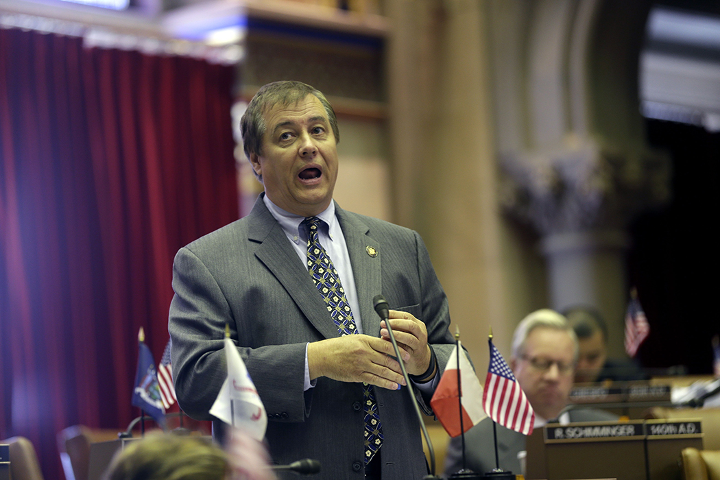 Former Assemblyman Dennis Gabryszak speaks in the Assembly Chamber at the state Capitol in 2013.