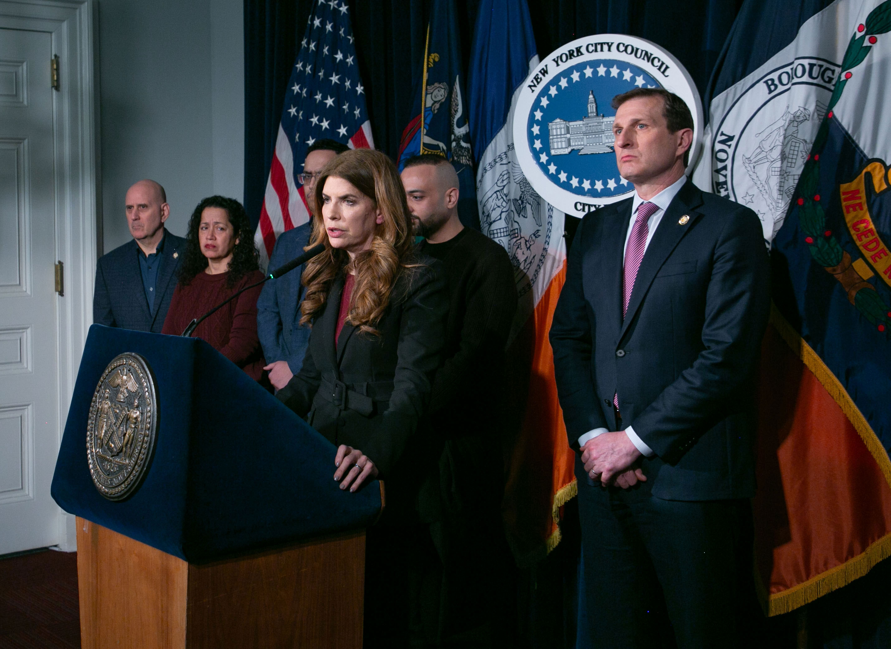 City Council Speaker Julie Menin held an emergency press conference to denounce Rubio’s detention. 