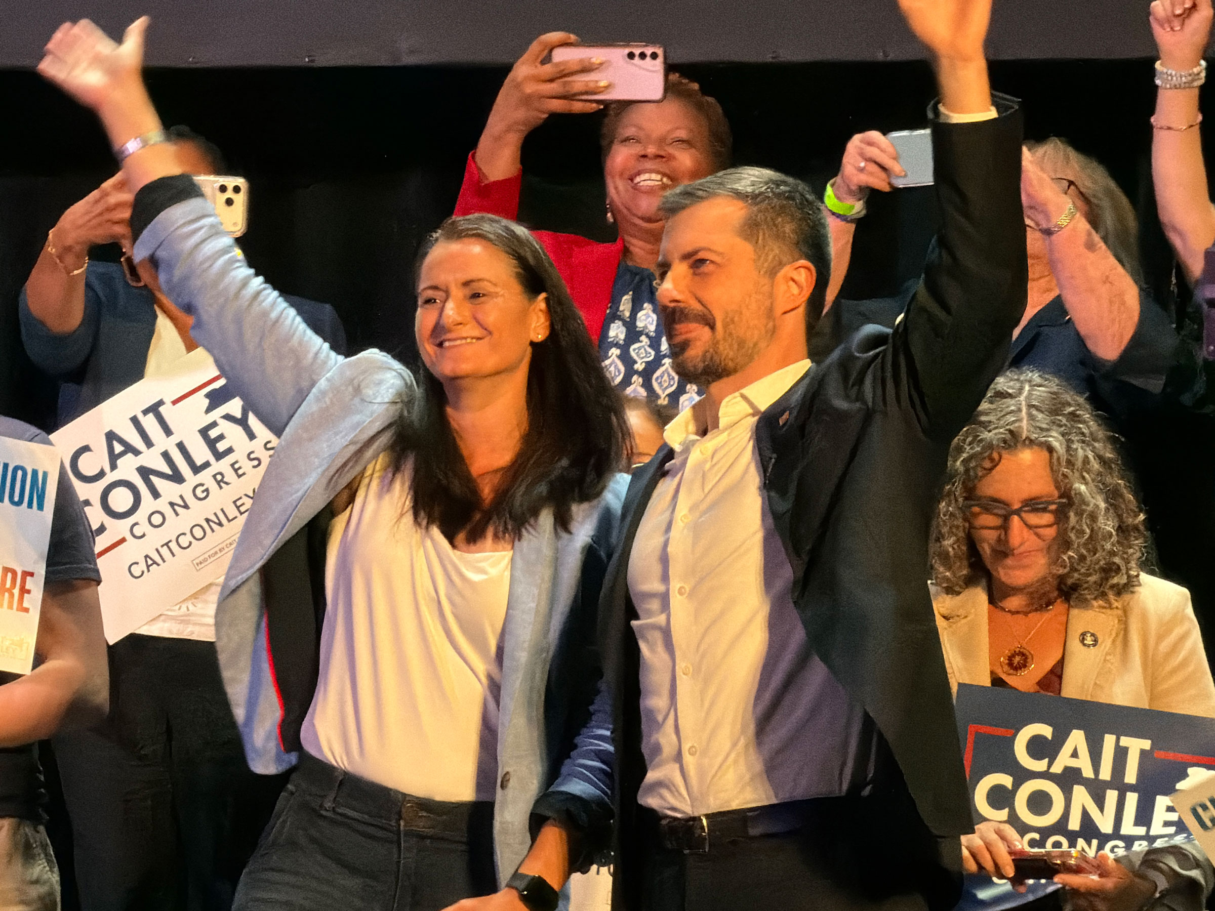 Former U.S. Transportation Secretary Pete Buttigieg rallied with Democrat Cait Conley in Tarrytown on Sept. 16. 