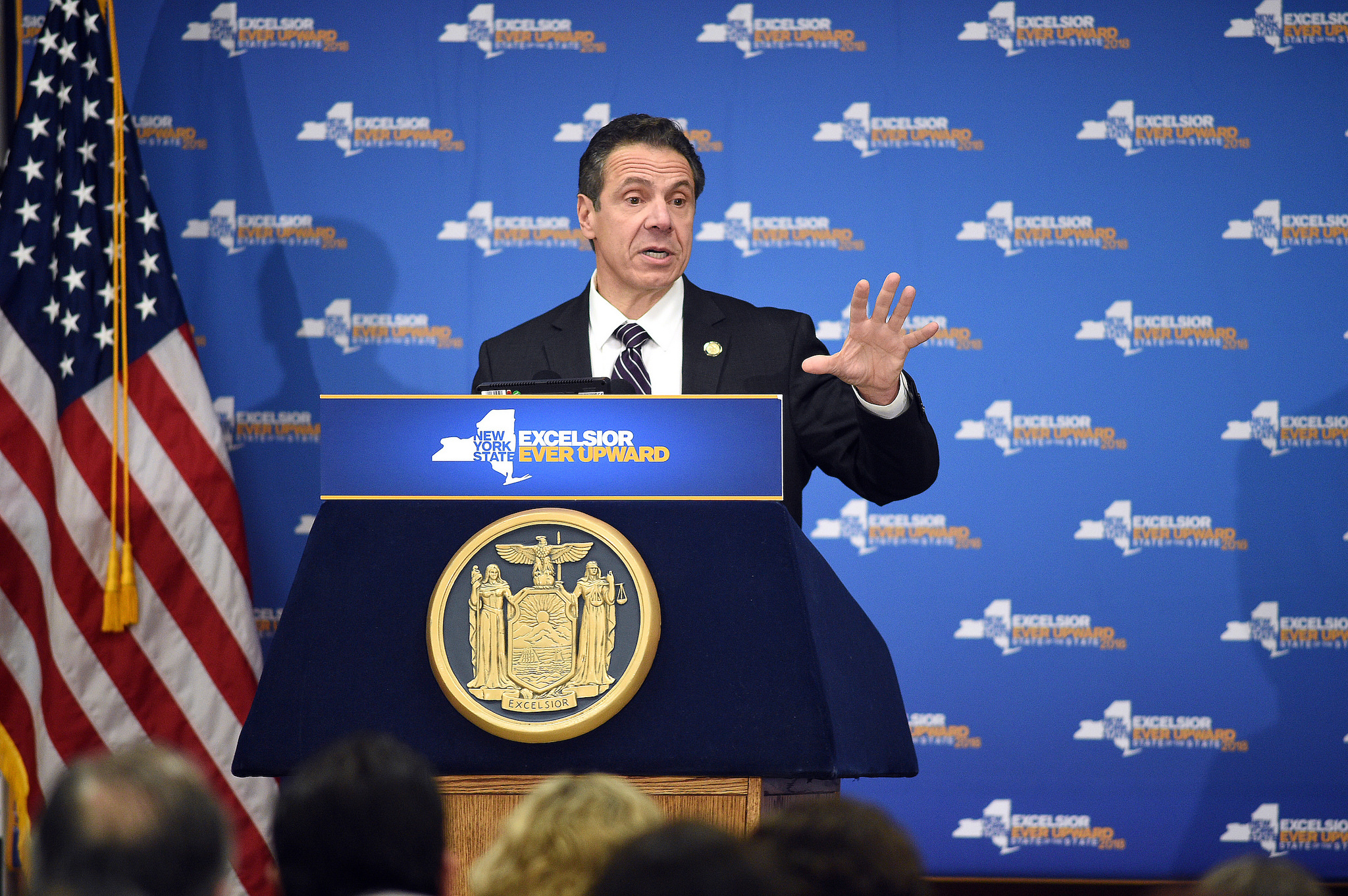 Gov. Andrew Cuomo kicks off the Tax Fairness for New York Campaign to move to sue the federal government over the tax overhaul in February. 