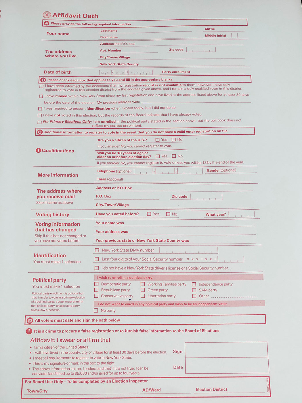 An affidavit ballot.