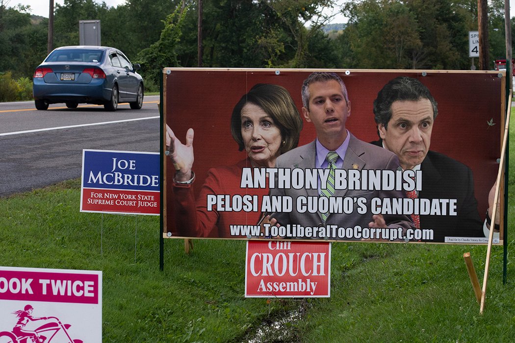 NY-22 incumbent Claudia Tenney has sought to link opponent Anthony Brindisi to prominent Democrats like Nancy Pelosi and Andrew Cuomo.