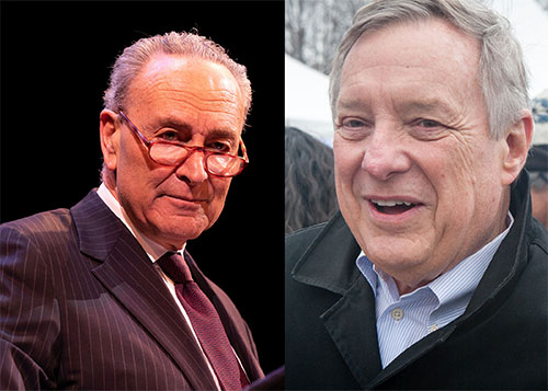 New York Senator Chuck Schumer (left) and Illinois Senator Dick Durbin (right)