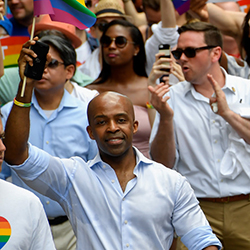 Counsel to the Governor Alphonso David marching in the gay pride parade