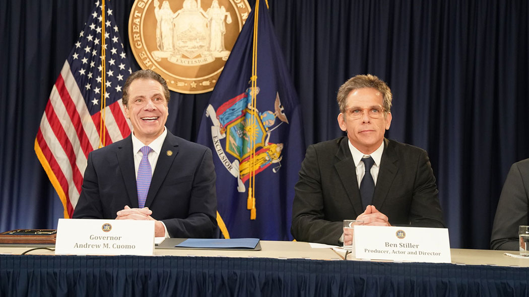 Ben Stiller was present as Cuomo signed voter reform legislation in January.