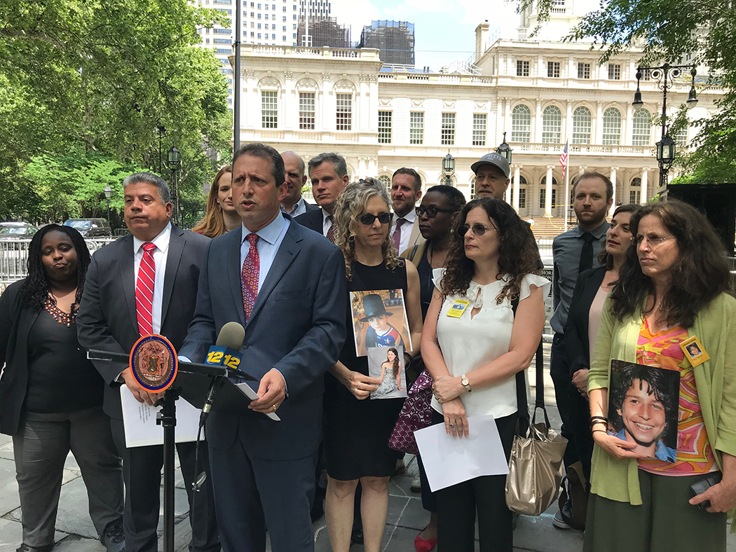 New York City Councilman Brad Lander holds a press conference at City Hall on June 5.