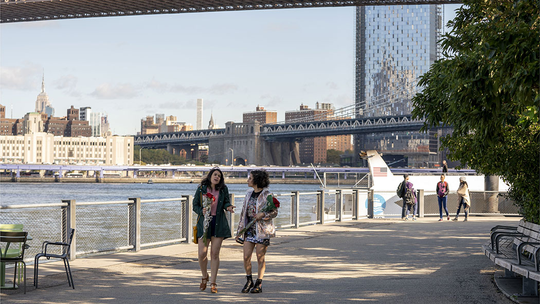 A still from the series "Broad City," which was filmed in New York. 