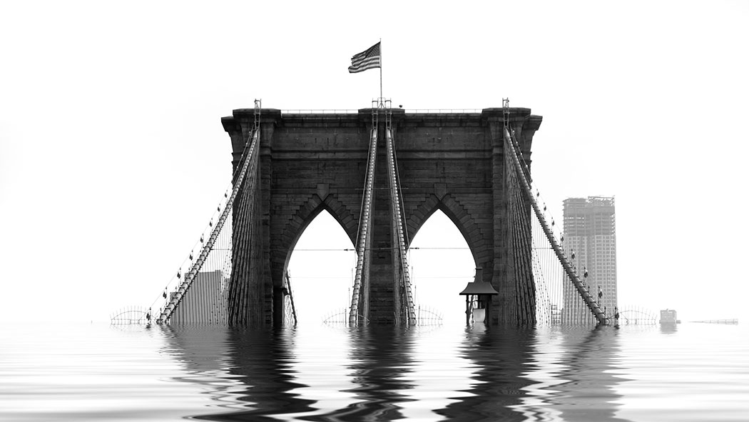 Brooklyn Bridge, under water