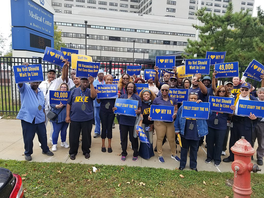 Brooklyn VA employees hold a rally in October, 2017 to demand the Department of Veterans Affairs fills all staffing vacancies.