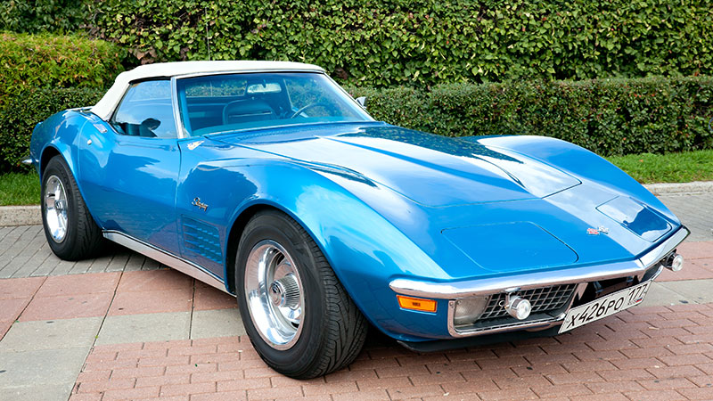A baby blue Corvette.