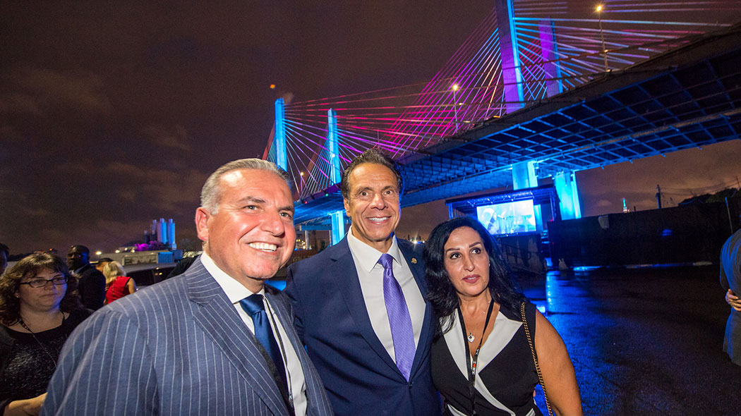 Cuomo celebrating the Kosciuszko Bridge’s second span opening.