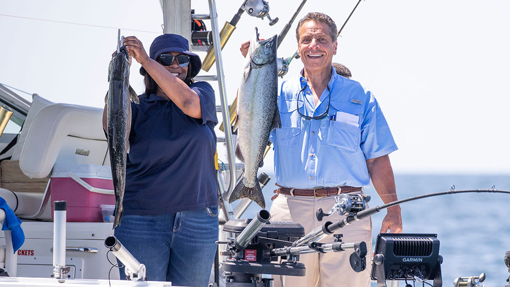 Cuomo and Attorney General Letitia James fishing on Lake Ontario.