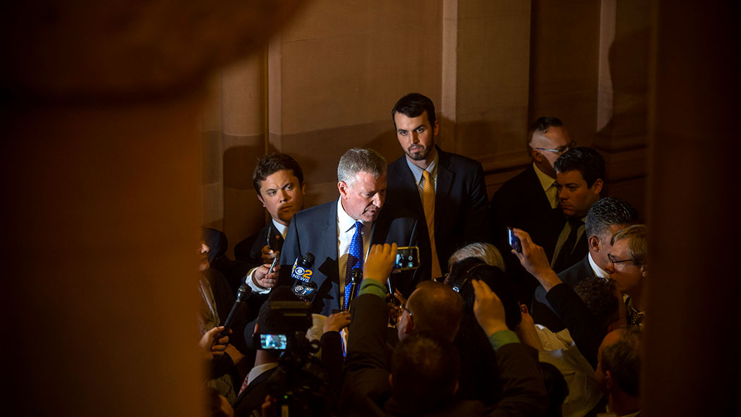 De Blasio visits Albany in 2016 to ask the Legislature to extend mayoral control of New York City schools. State lawmakers only gave him one year, forcing him to make his case again in 2017.