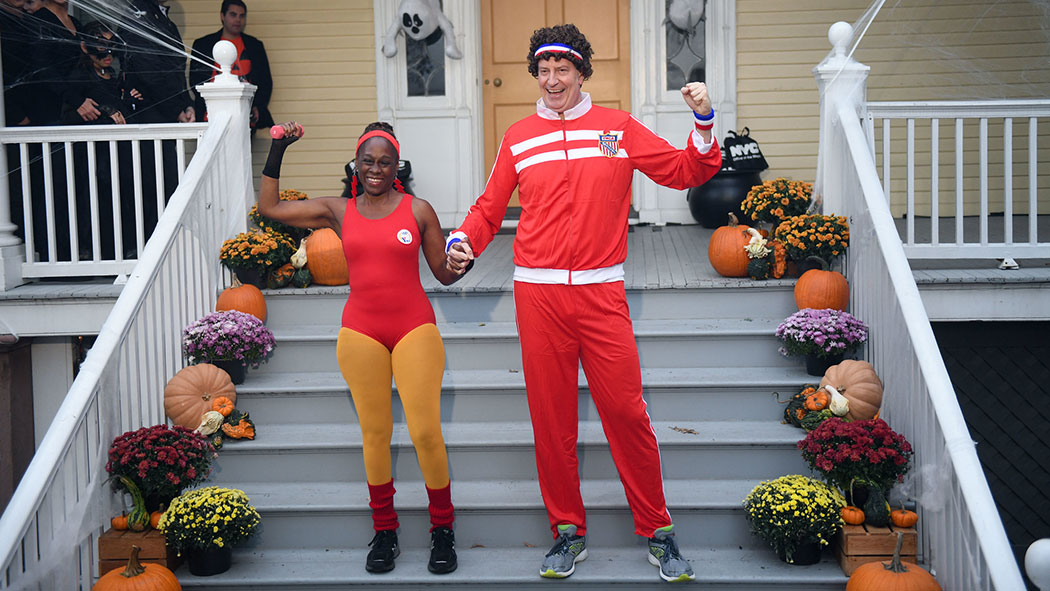 Mayor Bill de Blasio and First Lady Chirlane McCray host a Halloween Party for children at Gracie Mansionay, on Friday.