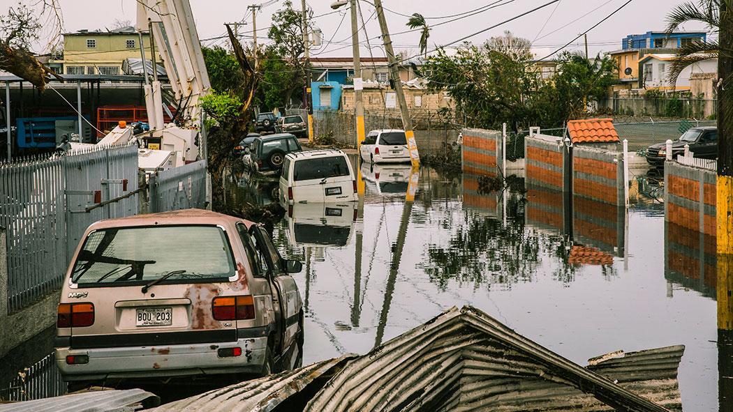 The streets of San Juan, flooded weeks after Hurricane María.