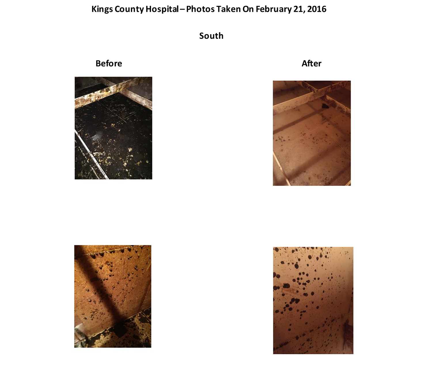 Photos from an inspection report of NYC Health + Hospitals Kings County's water tanks.