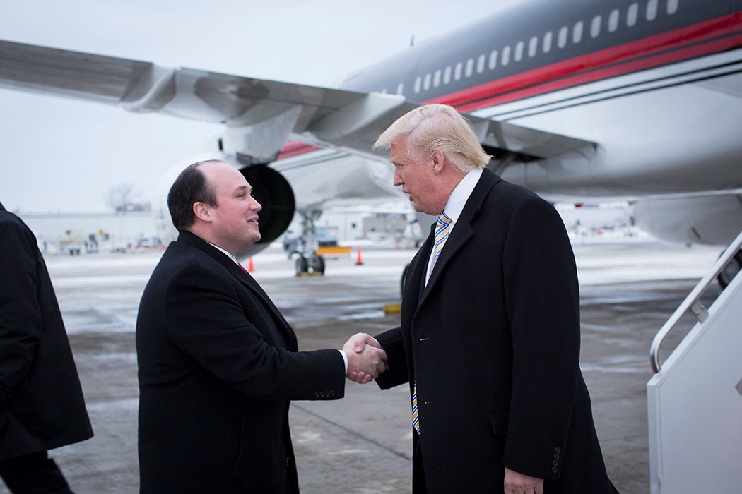 President Donald Trump with Nicholas Langworthy, the chairman of the Erie County Republican Committee.