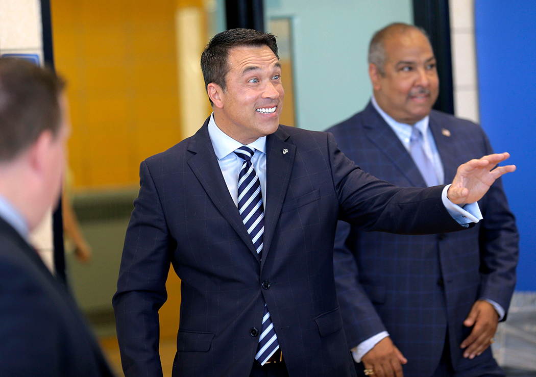 Michael Grimm arrives at his polling place to vote in the 2018 GOP primaries