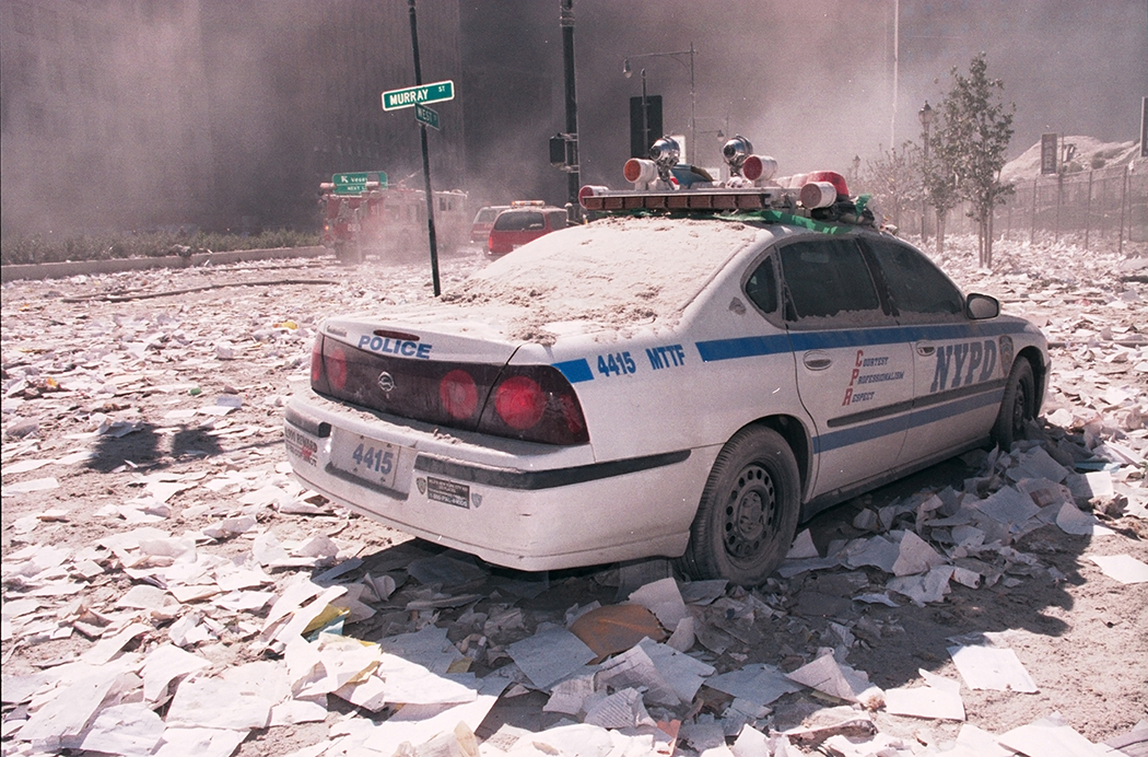 Police car in the rubble of 9-11
