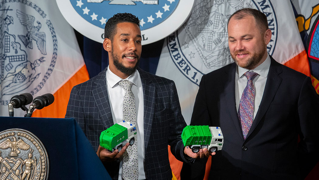 New York City Councilman Antonio Reynoso and New York City Council Speaker Corey Johnson.