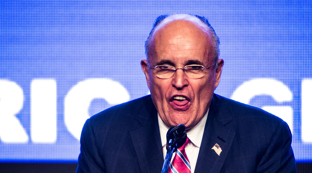 Rudy Giuliani speaks at a Donald Trump presidential campaign rally in Miami.