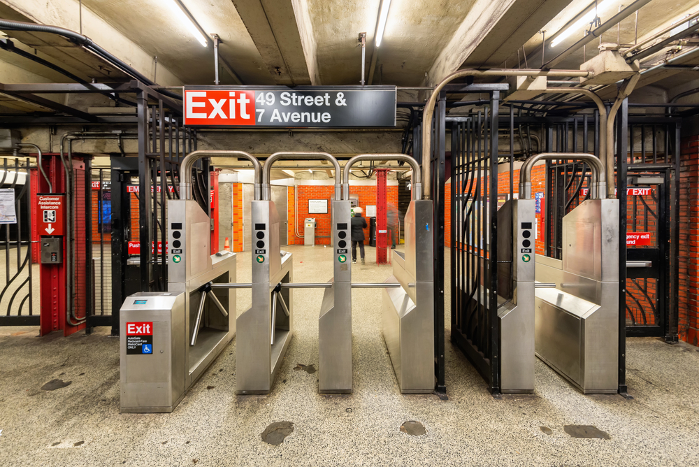 Subway turnstiles.