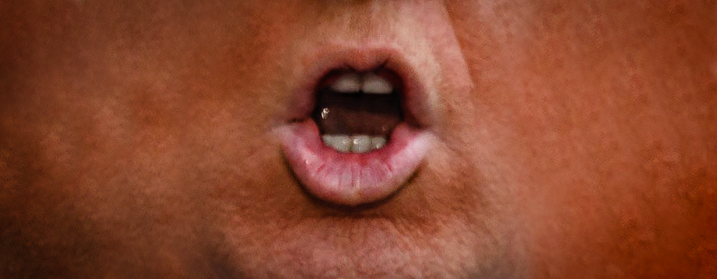Close-up of Donald Trump's mouth