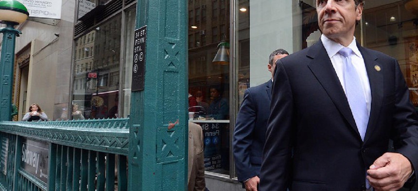 Andrew Cuomo at the train station