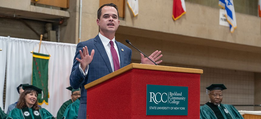 Senator David Carlucci at Rockland Community College commencement. 
