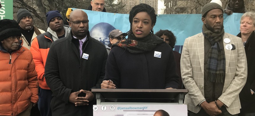 Sochie Nnaemeka with Jamaal Bowman and Jumaane Williams.
