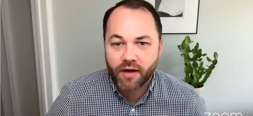 City Council Speaker Corey Johnson during a City Council Zoom meeting on Wednesday.