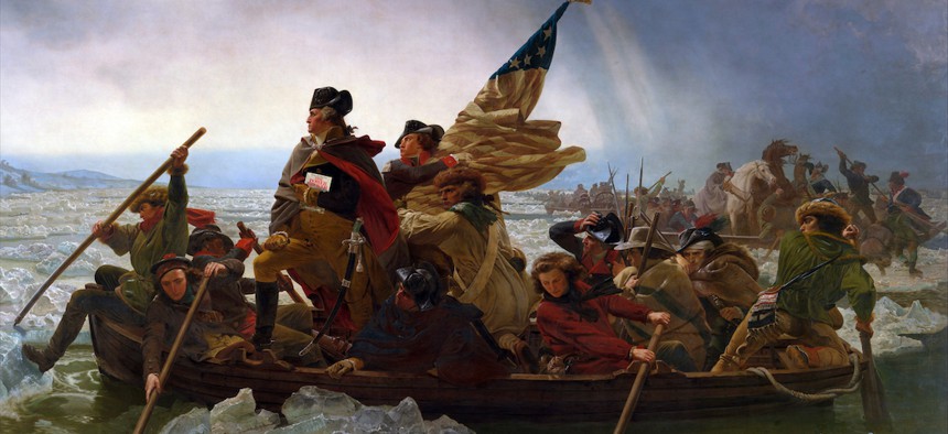 What's that in George Washington's arm? Robert Caro's "The Power Broker" of course.