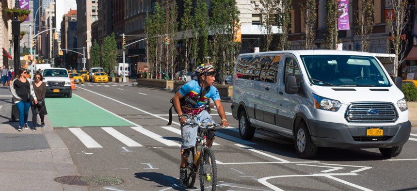 A man riding a bike