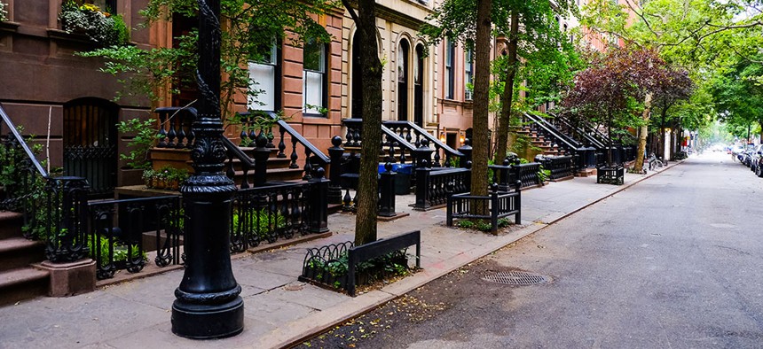 Brownstones in New York City's Greenwich Village area.