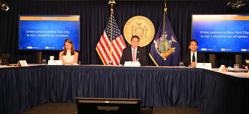 Governor Cuomo with State Budget Director Robert Mujica.