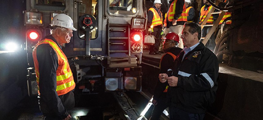 Governor Andrew M. Cuomo tours the L Train’s Canarsie Tunnel with engineering experts including leadership from Cornell University’s College of Engineering and Columbia University’s Fu Foundation School of Engineering and Applied Science.