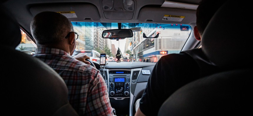 The view from the back seat of a Lyft going from Brooklyn to Manhattan.