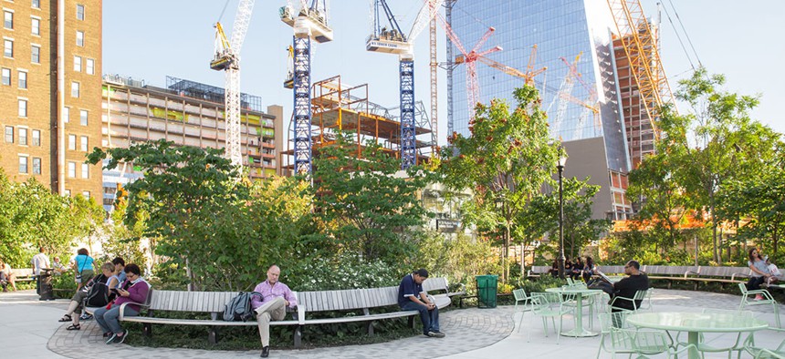 The newly developed Hudson Yards Park in Manhattan.