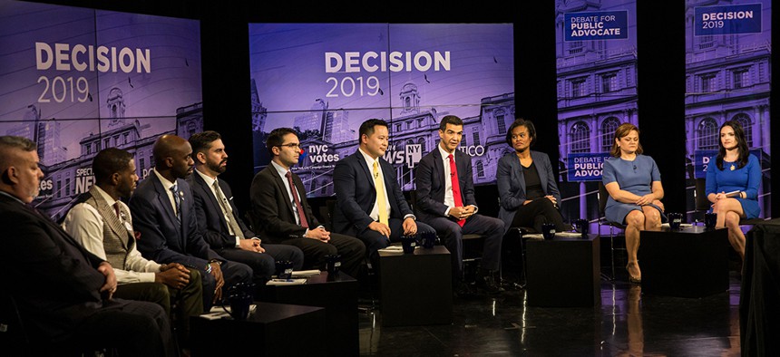 The candidates for the New York City public advocate debate. 