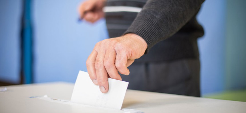 A ballot being cast.