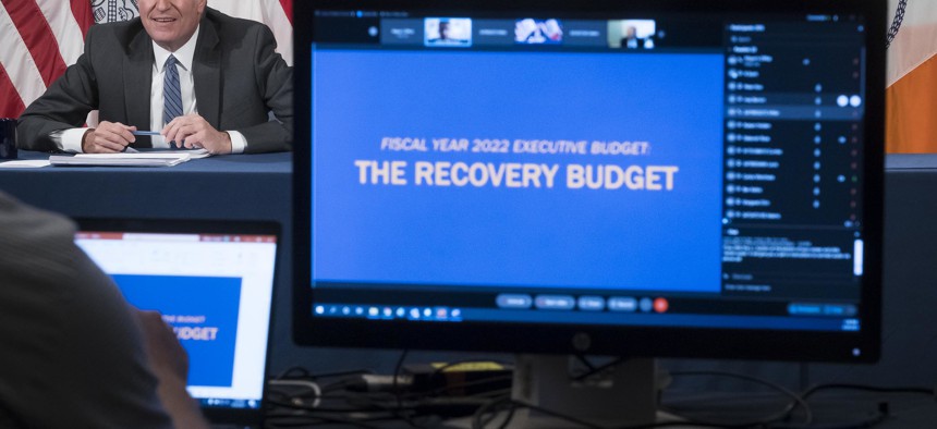 Mayor Bill de Blasio during the budget announcement on April 26.