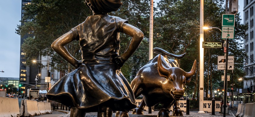 Fearless Girl statue on Wall Street.