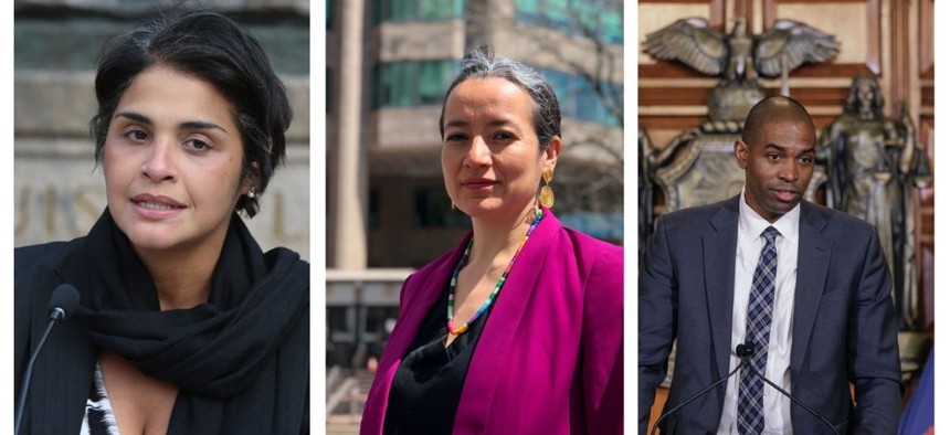 The candidates for Lt. Gov.: Diana Reyna, Ana María Archila, and Antonio Delgado.