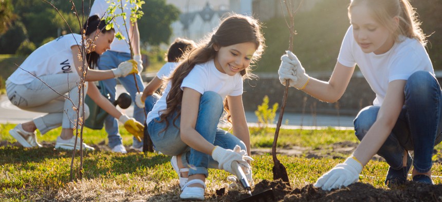 A group of volunteers are micro-volunteering