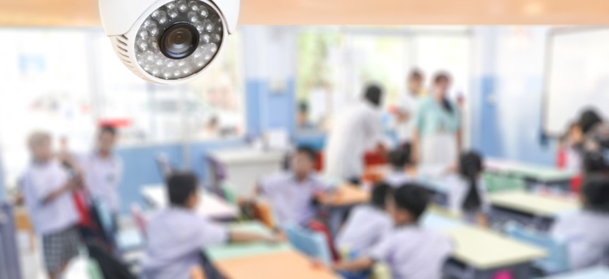 school security camera in stock image