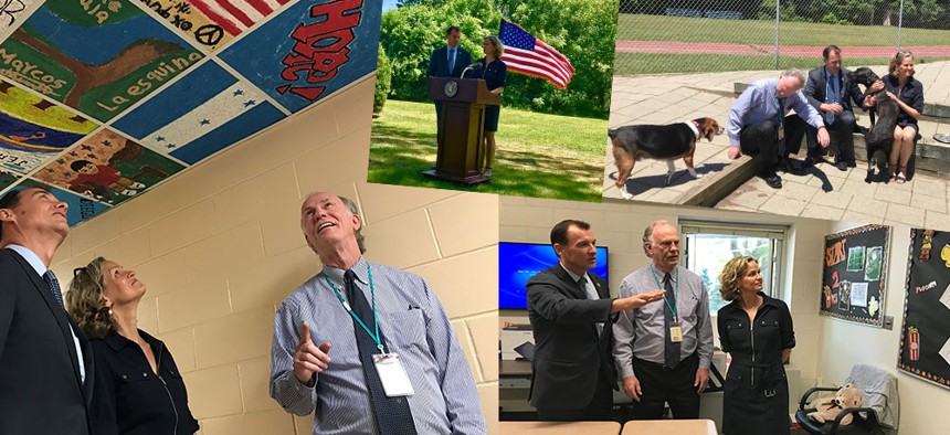 Three elected officials (Nassau County Executive Laura Curran, and U.S. representatives Tom Suozzi and Kathleen Rice) visited MercyFirst on Long Island on June 25 to see the conditions faced by migrant children separated from their families.