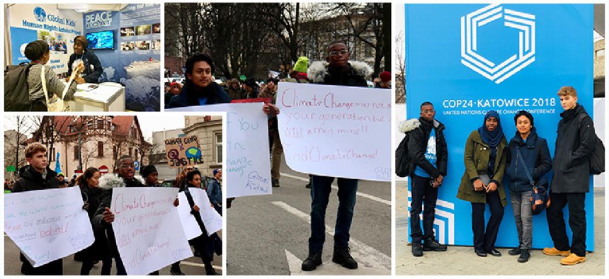 Students with Global Kids at a climate change conference in Poland.