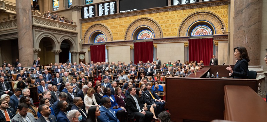 Hochul delivered her first State of the State address as elected governor.