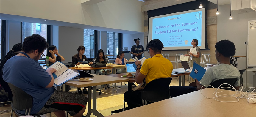 Student journalists attend Press Pass NYC’s Summer Student Editor Bootcamp.